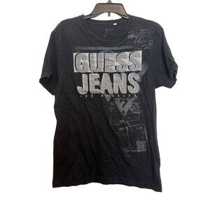 Vintage Guess Jeans Los Angeles Mens T-Shirt Medium Black Cotton Graphic Logo To
